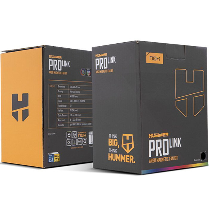 Nox Hummer PRO LINK Kit de 3 Ventiladores ARGB 120 mm Negro